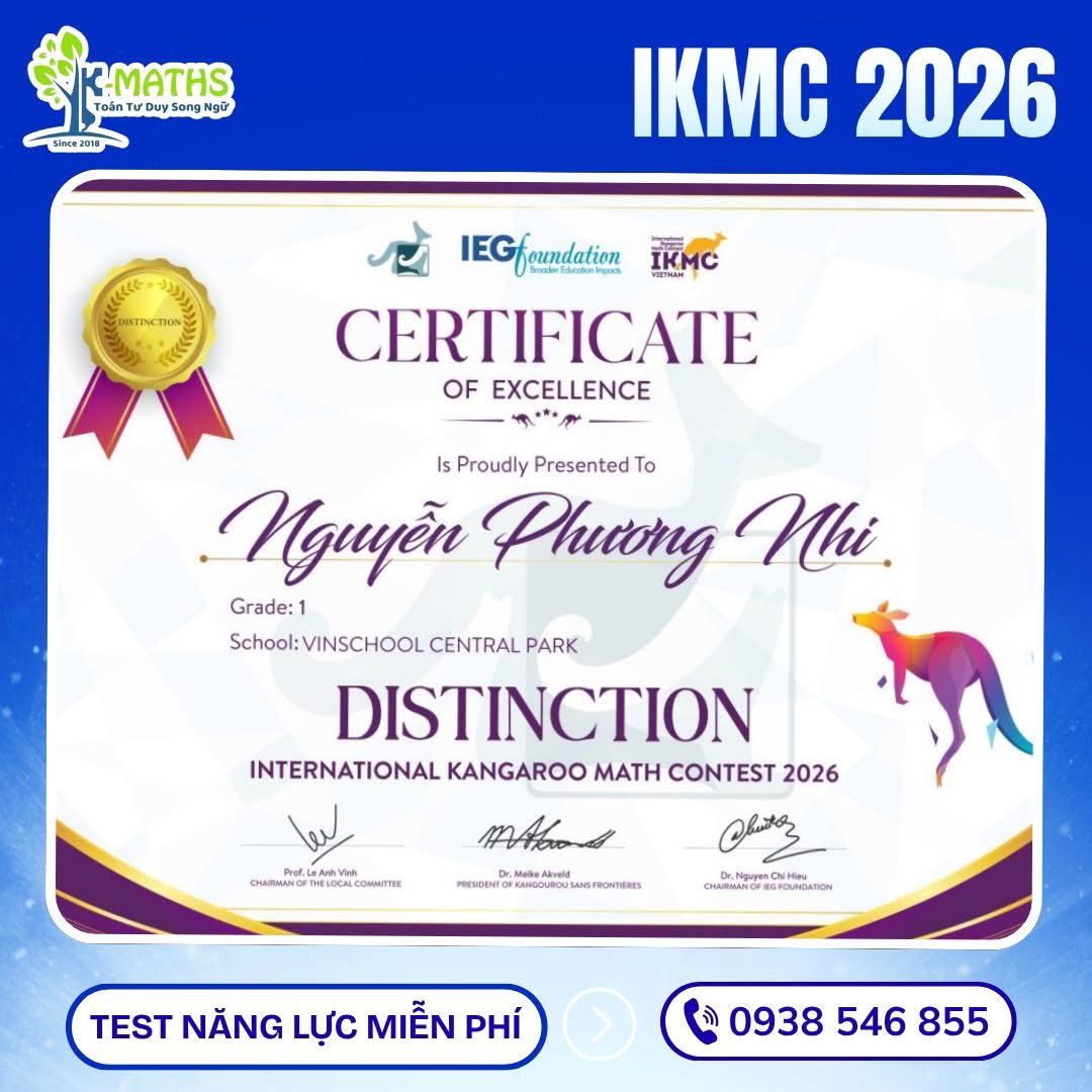 thành tích học viên K-Maths IKMC 2026